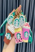 Party Favor Creative cute pendant small gift Starbucks bear milk tea cup keychain car accessories gift men and women couple bag de7535824