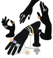 Hand Shaped Ring Stand Bracelet Holder Bangle Rack Jewelry Display Rings Shelf Black Velvet Female Mannequin Hand6263933