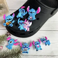 Anime charms wholesale childhood memories blue elf funny gift cartoon croc charms shoe accessories pvc decoration buckle soft rubber clog charms fast ship