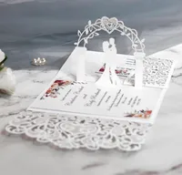 Andere evenementenfeestjes 10 stks European Laser Cut Wedding Invitations Card 3d Trifold Lace Heart Elegante wenskaarten Voldoens decoratie 230110
