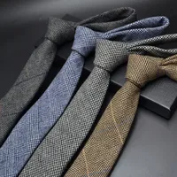 Neck Ties High quality Wool N Tie For Male Work Casual Wedding Groom 6CM Neckties Neckwear Formal Neckcloth Groomsmen men gifts 230109