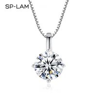 Beaded Necklaces SP LAM 1Ct Stone Pendant Summer Trendy 925 Sterling Silver Woman Necklace Wedding Jewelry 230109