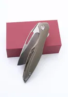 Smke Knives Koenig Arius Flipper Folding Knife Satin D2 Blade Blonze Anodized Titanium Handle Tactical Survival Pocket Knife Outdo2263834