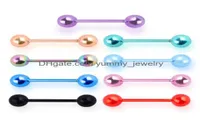 Tongue Rings 110PcsLot Stainless Steel Long Industrial Barbell Ring 14G Nipple Bar Piercing 16Mm Tragus Helix Ear Body Jewelry 39549911