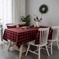 Tischtuch moderne Plaid-Baumwoll-Rechteck-Tischdecke rote Abdeckung Camp Square Table Cloth für die Weihnachtsdekoration