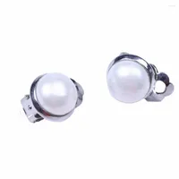 Backs Earrings Fashion Elegant Shell Mother Of Pearl 10-11mm Button Shape Bead Ear Clip For Girl Women Factory Wholesale