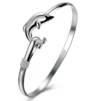 925 Silber 10 Piecelot -Produkt Charme Handgefertigter klassischer Delphin Open einstellbare Armreifen Antiquit￤ten 925 Silberarmb￤nder Armb￤nder Frauen5161070