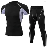 Pistas para hombres de 24 colores Camiseta de manga corta Pantalones Traje de empalme sólido Solid Fitness Juego de fitness para hombres Sportwear Sport Sportwear S-3xl