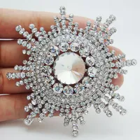 Pins Brooches TTjewelry Bride Jewelry Elegant Snowflake Flower Clear Crystal Brooch Pin Fashion Bridesmaid Wedding 230109