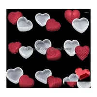 Moldes de cozimento Mods Dia dos namorados V￡rios Heart Shape Origami Rose Fondant Cake Mold Diy Sabonete artesanal Candle Sile Decor Dro dhpix