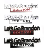 Lets Go Brandon Car Sticker Party Favor Zinc Alloy Tailgate Trim Badge Body Leaf Board Banner2036930