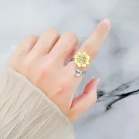 Wedding Rings Shuangshuo Korean Fashion Anxiety Fidget Ring Rotatable Sunflower For Women Spinner Anti Stress Finger Jewelry Gift