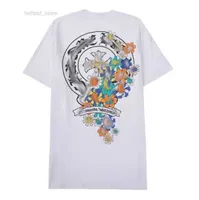 Ch Fashion Mens Classic T Shirt Marka Top T-Shirts Ch Beyaz Kısa Kazak Sıradan Kabartmalı Mektup At Nalı Sanskrit Çapraz Desen Tasarımcıları 19 İzlenim