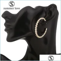 Dangle Chandelier New Vintage Big Hoop Earrings For Women Gold Sier Round C Geometric Statement Alloy Earring Hanging Fashion Jewe Dhqjs