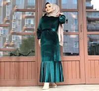 Ethnic Clothing Abaya Muslim Fashion Elegant Velvet Simple Belt Women039s Dress Islam Saudi Arabia Ramadan High Waist Kaftan Ro7004507
