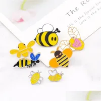 Pinki broszki urocze kreskówkowe odznaki zwierząt szpilki pszczoły Honey 8pcs/Zestaw Śmieszny złoty sier sier plated pszczoła Enomel dla dziewcząt Mała biżuteria gif dhfkx
