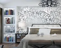 Wallpapers 3D Victorian Damask Embossed Wallpaper Roll Home Decor Living Room Bedroom Wall Coverings Silver Floral Luxury Paper3622514