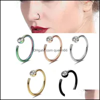 Nose Rings Studs Small Thin Rhinestone Crystal Fake Septum Piercing Faux Clip Lips Hoop Body Jewelry Drop Delivery Otasw