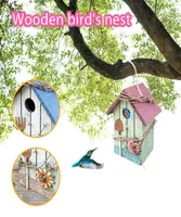 Bird Cages 1pc Home Garden House Creative Wallmontered Wood Outdoor Bird039s Nest Decoration Ornament C50