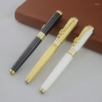 Jinhao 1200 Dragão Golden Red Crystal Eyes Roller Ball Pen Stationery Office Business Writing Presente Canetas