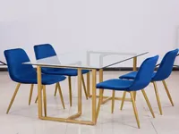 식당 테이블 강화 유리 테이블 사각형 스테인레스 스틸 요약 현대 어셈블리 투명성