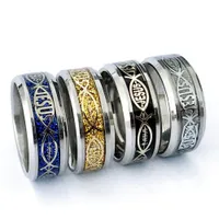 Band Rings Wholesale 36Pcs Jesus Stainless Steel Mix Religious Chirstain God Churc Pray Amen Men Women Gifts Charm Jewelry Drop Deli Dhnb1
