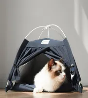 Cat Beds Furniture Portable Folding Pet Tent House Bed Teepee With Thick Cushion Outdoor Indoor Easy Operation Cave For Cats Lit