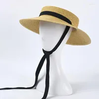 Chapéus largos da borda Mulheres Summer Summer French Retro Light Top Straw Straw Hat for Ladies Elegant Wide-Brimed Sun Fadora Mulher Strohhhut