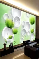 Custom Po Wallpaper Modern 3D Stereo Green Flowers Circle Mural Living Room TV Sofa Bedroom Home Decor Papel De Parede Sala Wallpa6553310