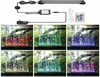 LED Aquarium Light IP68 Waterproof Fish Tank Lights MutilColor Air Bubble Dimmable Submersible Underwater Lights with Remote Y200