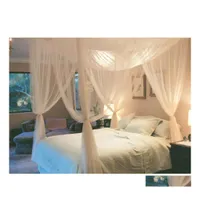 Myggn￤t Vit tre d￶rrprinsessor dubbels￤ng gardiner Slee Curtain Canopy Drop Delivery Home Garden Textiles S￤ngkl￤der leveranser Dh14i