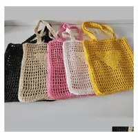 Другое домашнее декор буква мода P Mesh Hollow Woven Shop Bags для Summer ST Tote Bag Shoder Beach 6color Drop Delivery Garden Dhzcz
