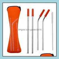 Drinking Straws Stainless Steel Sts Sets With Pouch Bag Colorf Metal St Sile Tip Reusable Juice Bar Tools 6Pcs Set Sn1832 Drop Deliv Dhqoj