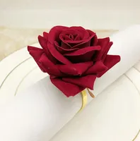 Servetringen 12 pc's rode roos vorm handdoek ring bruiloftfeest Valentine039s dag el tafel decor metalen goudhouder