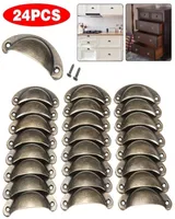 Handles Pulls 24 Pcs Antique Shell Pull Vintage Cabinet Knob for Cupboard Door Drawer Furniture Hardware Home 2210073329452