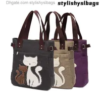 Umh￤ngetaschen sch￶ne s￼￟e Katzen -Leinwand Handtasche f￼r M￤dchen Damen gro￟e Kapazit￤t Casual Bag Frauen tragbares Rei￟verschluss -Umh￤ngetasche Bolsos Mujer 011123h
