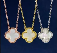 Classic Brass white gold plated Pendant Necklaces colorful shell Flowers Four Leaves Clover women Luck Earring ear stud Designer Jewelry VC-193