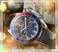 Top Brand Men Watches 43MM Multi-functional Super Bright Quartz Battery Chronograph Running Stopwatch Nylon Fabric Belt President Business Casual Wristwatch
