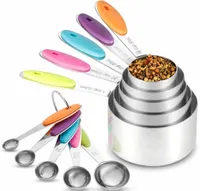 Measuring Cups Spoons Set Stainless Steel Cup Spoon For Baking Tea Coffee Kitchen Tools With Silicone Handle 2106159349314