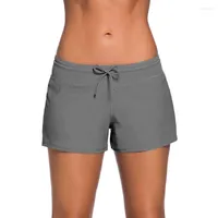 Pantalones cortos para mujeres para mujeres nadadas de color sólido traje de baño de damas deportes gimnasio