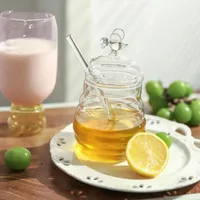Aufbewahrung Flaschen Glas Honey Jar Halter Bienenstockschale Küche Sirup Organizer Topf für Heimschrankschrank