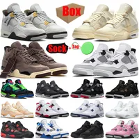 4 4S Mens Basketbal Schoenen University Blue White Off Oreo Shimmer Military Black Cat Taupe Haze Fire Red Wild Things Womens Jumpman High Og Sneakers Trainers