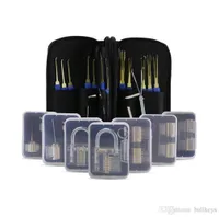 New Arrival 24pcs Locksmith Tools lock pick set with Blue Handle 5pcs transparent practice locks224l8689521
