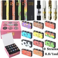 10 Strains KRT Vape Cartridges Atomizers Donut New Packaging Ceramic Coil 4 Tips Pyrex Glass Thick Oil Dab Wax Tank Vaporizer Carts E Cigarettes Empty