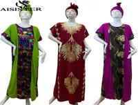 Ethnic Clothing Cotton African Women039s Abaya With Big Scarf Summer Bronzing Embroidered Beautiful Dresses Muslim Truban Tradi8848706