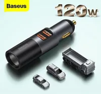 Handy Chargers Basis Basis 120W USB -Auto -Ladegerät Schnelle Gebühr 40 QC40 QC30 PD Typ C Schnelles Ladegerät für 1224V -Auto -Splitter -Zigarette
