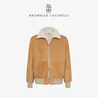 Erkek Ceket Brunello Cucinelli Sonbahar ve Kış Kuzu Kaşmir Paltolar Haki Koyu Renkli Yoklar