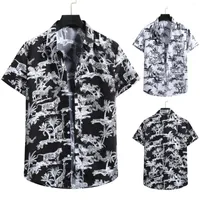 Chemises décontractées pour hommes Summer Men Cardigan manche courte Shirt Hawaiian Beach Flower Men's Curtleneck Vestidos Camisas de Hombre