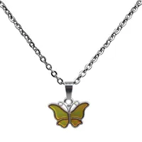Anhänger Halsketten Schmetterling Halskette Temperatur Steuerelement Farbwechsel Edelstahlketten Juwely HSJ88