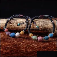Beaded Braided Colorf Lava Stone Beads Strand Bracelet Friendship Bracelets Adjustable Rope Essential Oil Diffuser Women Jewelry Gif Dh3Hf